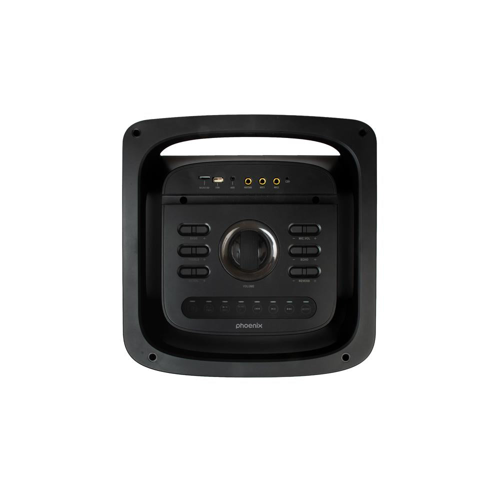 Altavoz phoenix bigboss xl 300w rms 2 microfonos inalambricos batería 9000mah bluetooth radio ecualizador rgb