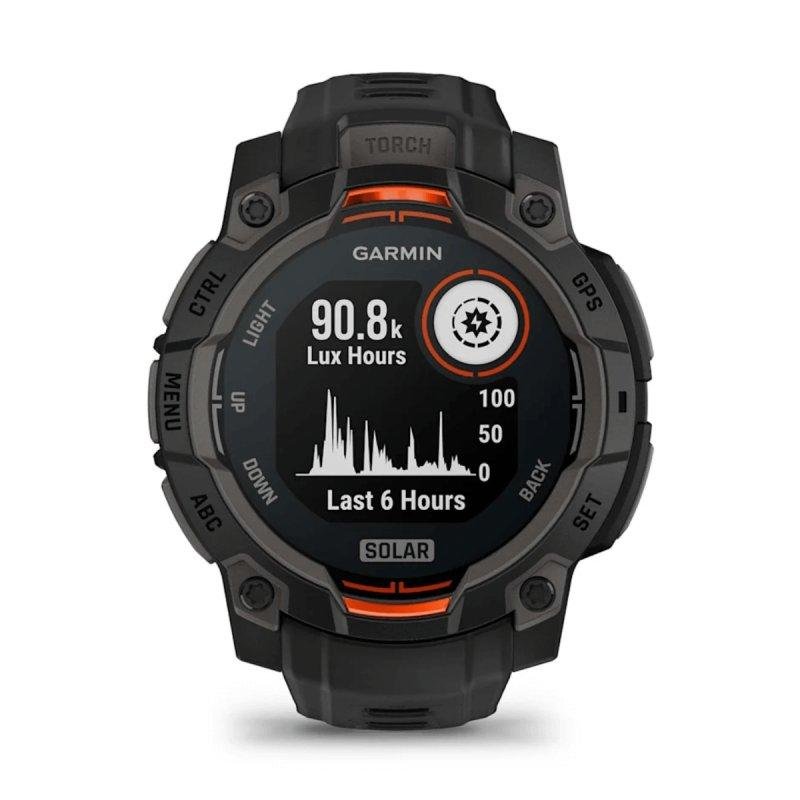 Garmin Instinct 3 50 mm Solar Negro Correa Silicona Carbón 1,1 pulgadas NFC 40 días 10ATM Smartwatch