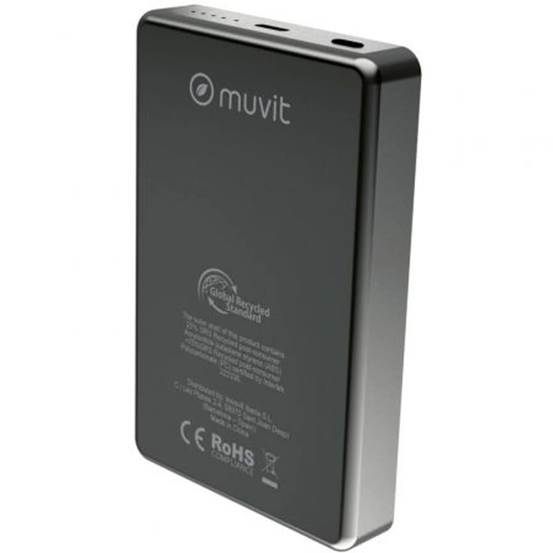 Powerbank 10000mAh Muvit For Change MCCHP0010/ 20W/ Wireless/ Negra/ Incluye Cable USB Tipo-C - PixelPlaza