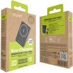 Powerbank 10000mAh Muvit For Change MCCHP0010/ 20W/ Wireless/ Negra/ Incluye Cable USB Tipo-C - PixelPlaza