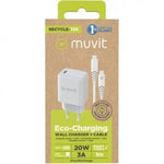 Cargador de Pared Muvit For Change MCPAK0044/ 1xUSB Tipo-C + Cable USB Tipo-C/ 20W - PixelPlaza