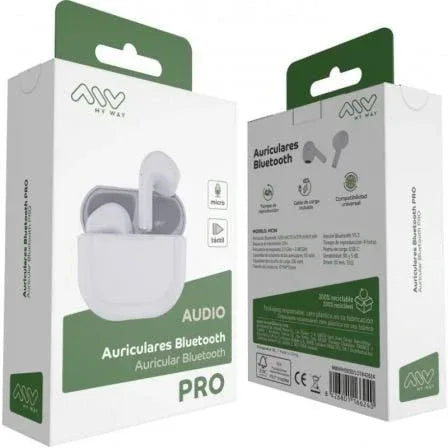 Auriculares Bluetooth Myway Wireless Touch MWHPH0030 con estuche de carga/ Autonomía 3h/ Blancos - PixelPlaza