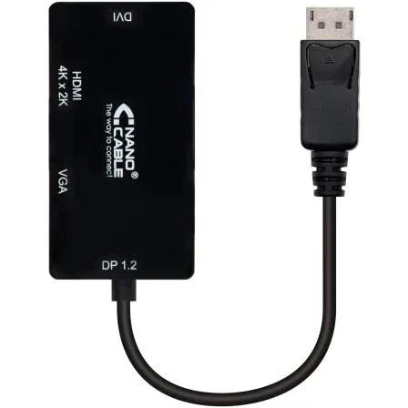 Cable Conversor Nanocable 10.16.3301-BK/ Displayport Macho - VGA Hembra/ DVI Hembra/ HDMI Hembra - PixelPlaza