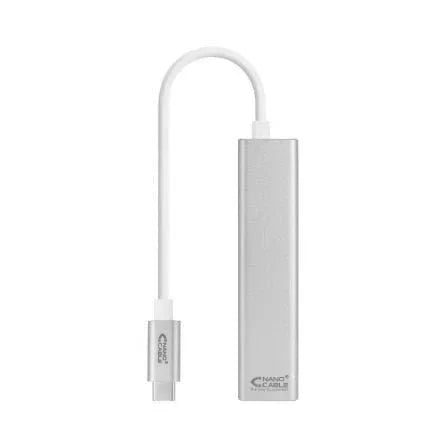 Hub USB Tipo-C Nanocable 10.03.0404/ 3xUSB/ 1xRJ45/ Gris - PixelPlaza