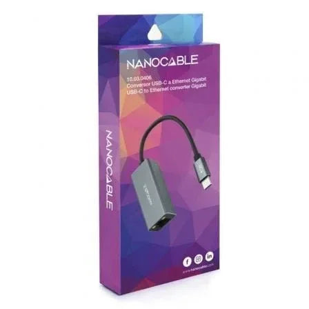 Adaptador Tipo-C - RJ45 Nanocable 10.03.0406/ 1000Mbps - PixelPlaza