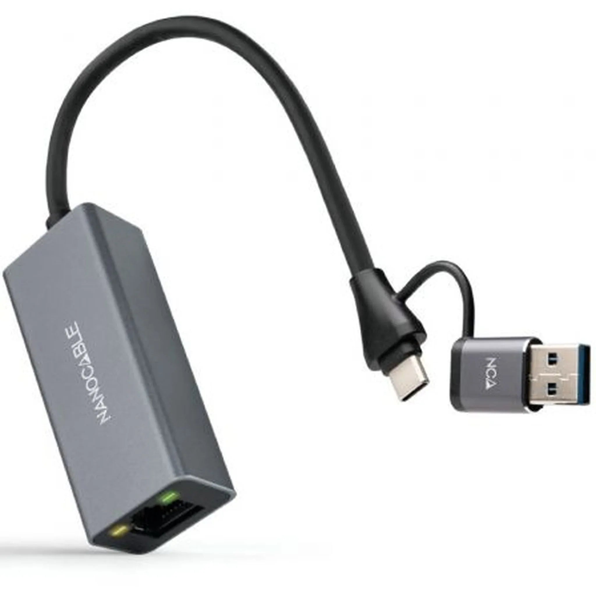 Adaptador USB Macho + USB Tipo-C Macho - RJ45 Nanocable 10.03.0411/ 1000Mbps - PixelPlaza