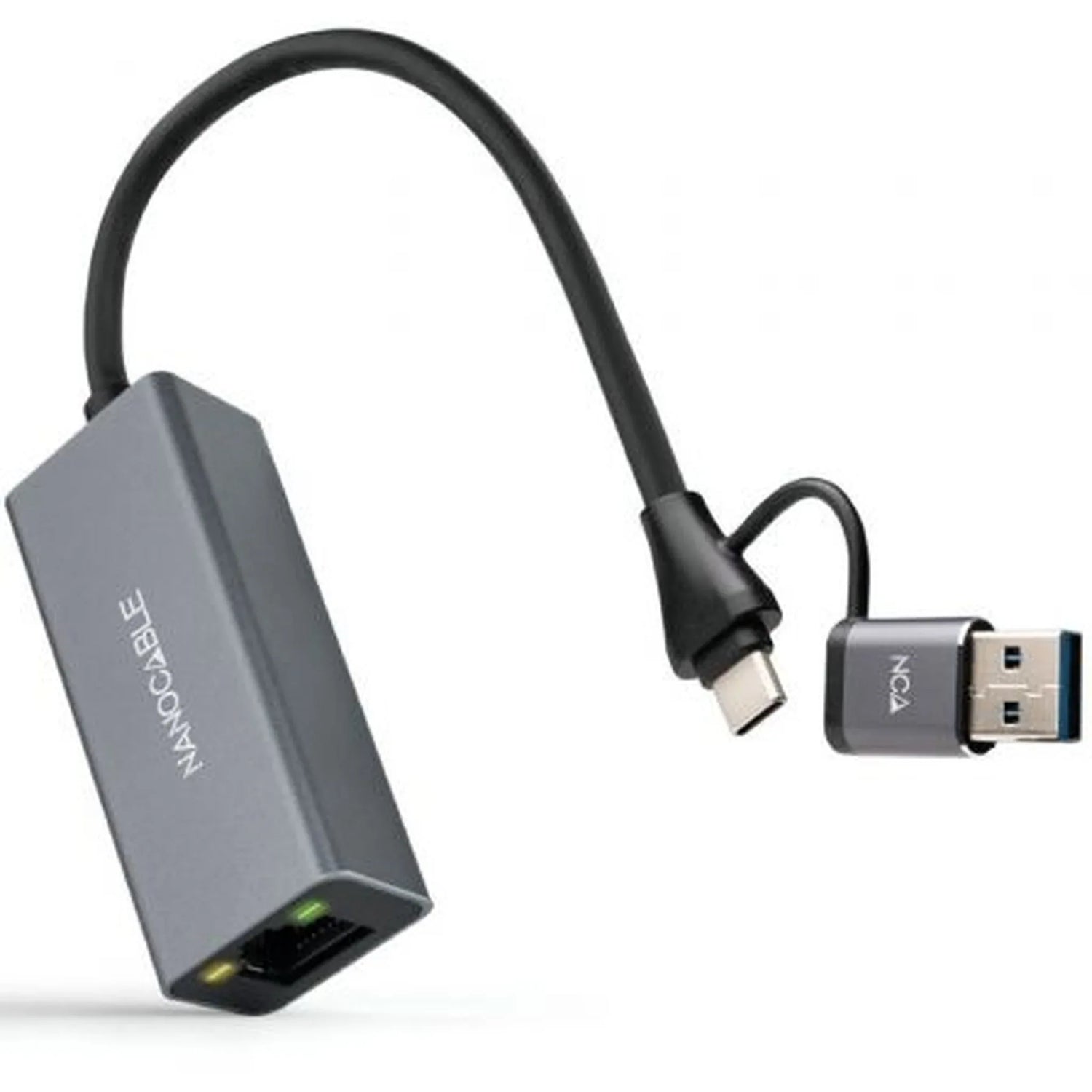 Adaptador USB Macho + USB Tipo-C Macho - RJ45 Nanocable 10.03.0411/ 1000Mbps - PixelPlaza