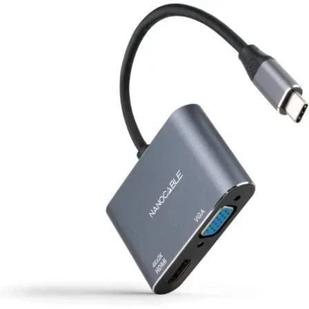 Conversor Nanocable 10.16.4303/ USB Tipo-C Macho/ HDMI Hembra - VGA Hembra/ 15cm/ Gris - PixelPlaza