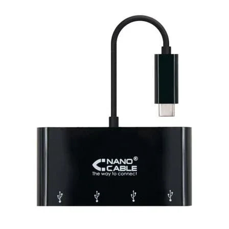 Hub USB Tipo-C Nanocable 10.16.4401-BK / 4xUSB - PixelPlaza