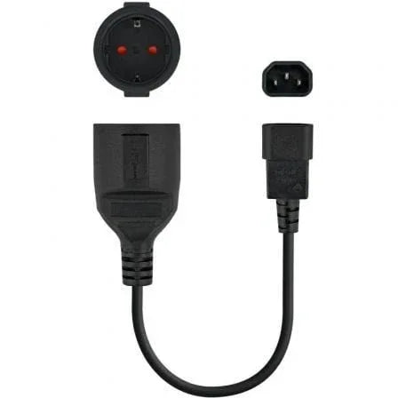 Adaptador Alimentación Nanocable 10.22.0902/ C14 Macho - CEE7 Hembra/ 50cm/ Negro - PixelPlaza