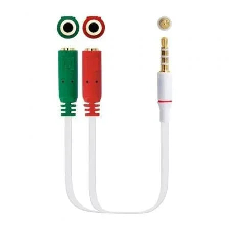 Cable Estéreo Nanocable 10.24.1201/ Jack 3.5 Macho - 2x Jack 3.5 Hembra/ 20cm/ Blanco - PixelPlaza