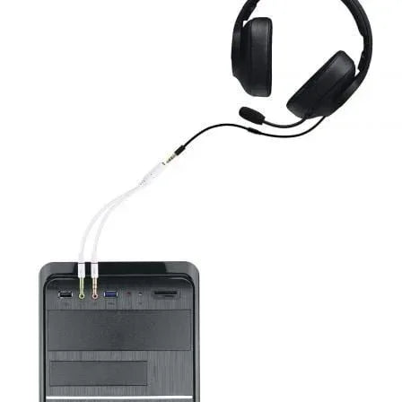Cable Estéreo Nanocable 10.24.1203/ Jack 3.5 Hembra - 2x Jack 3.5 Macho/ 20cm/ Blanco - PixelPlaza