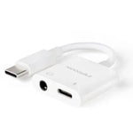 Adaptador Audio Nanocable 10.24.1206/ USB Tipo-C Macho - Jack 3.5 Hembra/ USB Tipo-C Hembra/ Blanco - PixelPlaza