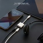 Adaptador Audio Nanocable 10.24.1206/ USB Tipo-C Macho - Jack 3.5 Hembra/ USB Tipo-C Hembra/ Blanco - PixelPlaza