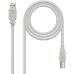 Cable USB 2.0 Impresora Nanocable 10.01.0103/ USB Tipo-B Macho - USB Macho/ 1.8m/ Beige - PixelPlaza