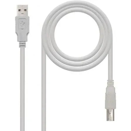 Cable USB 2.0 Impresora Nanocable 10.01.0103/ USB Tipo-B Macho - USB Macho/ 1.8m/ Beige - PixelPlaza
