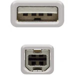 Cable USB 2.0 Impresora Nanocable 10.01.0103/ USB Tipo-B Macho - USB Macho/ 1.8m/ Beige - PixelPlaza