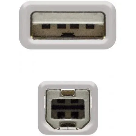 Cable USB 2.0 Impresora Nanocable 10.01.0103/ USB Tipo-B Macho - USB Macho/ 1.8m/ Beige - PixelPlaza