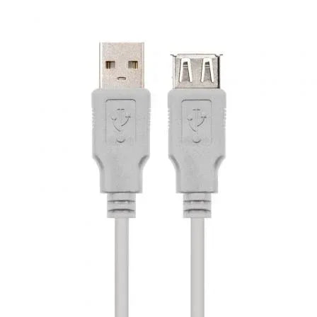Cable Alargador USB 2.0 Nanocable 10.01.0204/ USB Macho - USB Hembra/ 3m/ Beige - PixelPlaza
