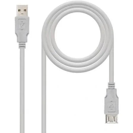 Cable Alargador USB 2.0 Nanocable 10.01.0204/ USB Macho - USB Hembra/ 3m/ Beige - PixelPlaza