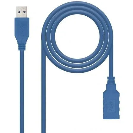 Cable Alargador USB 3.0 Nanocable 10.01.0901/ USB Macho - USB Hembra/ 1m/ Azul - PixelPlaza
