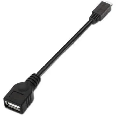 Cable USB 2.0 Nanocable 10.01.3500/ MicroUSB Macho - USB Hembra/ 15cm/ Negro - PixelPlaza