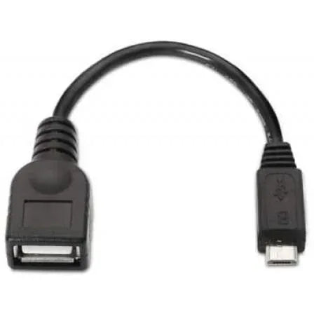 Cable USB 2.0 Nanocable 10.01.3500/ MicroUSB Macho - USB Hembra/ 15cm/ Negro - PixelPlaza