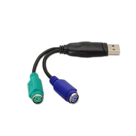 Adaptador USB a 2 x ps - 2 Nanocable 15cm · macho - hembra · negro