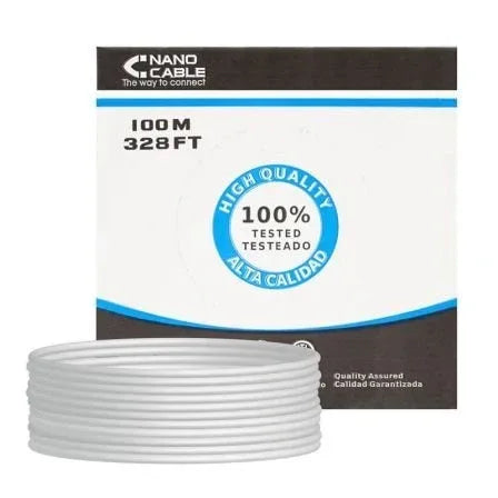 Bobina de Cable RJ45 UTP Nanocable 10.20.0302 Cat.5e/ 100m/ Gris - PixelPlaza
