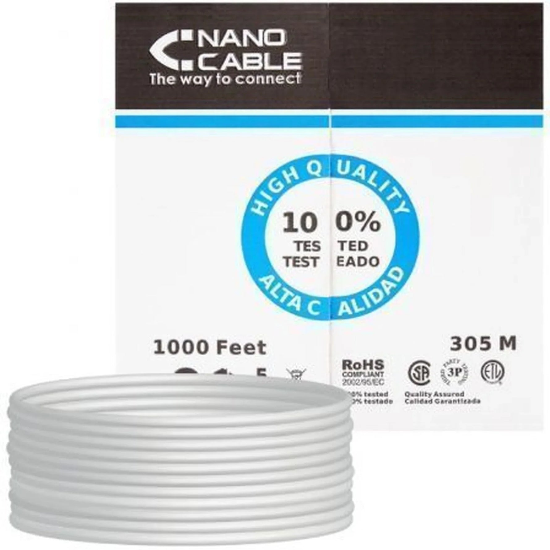 Bobina de Cable RJ45 UTP Nanocable 10.20.0304-FLEX Cat.5e/ 305m/ Gris - PixelPlaza
