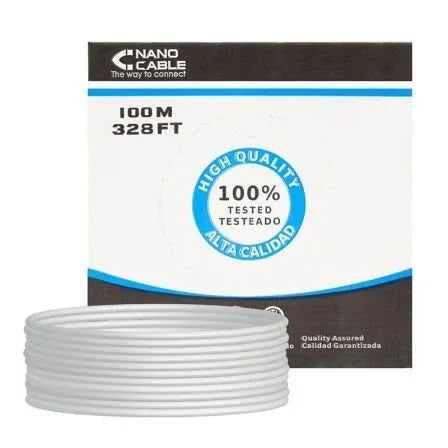 Bobina de Cable RJ45 UTP Nanocable 10.20.0502 Cat.6/ 100m/ Gris - PixelPlaza