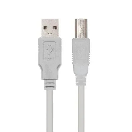 Cable USB 2.0 Impresora Nanocable 10.01.0102/ USB Tipo-B Macho - USB Macho / 480Mbps/ 1m/ Beige - PixelPlaza