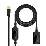 Cable Alargador USB 2.0 Nanocable 10.01.0213/ USB Macho - USB Hembra/ 15m/ Negro - PixelPlaza