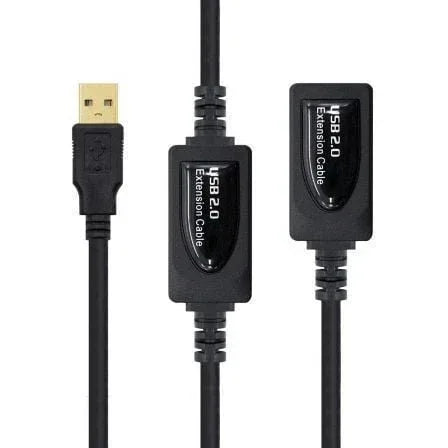 Cable Alargador USB 2.0 Nanocable 10.01.0213/ USB Macho - USB Hembra/ 15m/ Negro - PixelPlaza