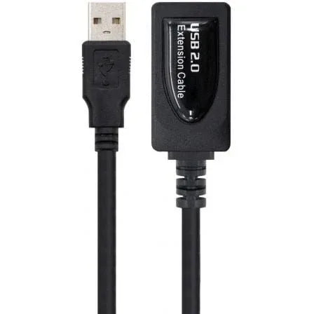 Cable Alargador USB 2.0 Nanocable 10.01.0213/ USB Macho - USB Hembra/ 15m/ Negro - PixelPlaza
