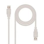 Cable USB 2.0 Nanocable 10.01.0302/ USB Macho - USB Macho/ 1m/ Beige - PixelPlaza