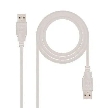 Cable USB 2.0 Nanocable 10.01.0302/ USB Macho - USB Macho/ 1m/ Beige - PixelPlaza