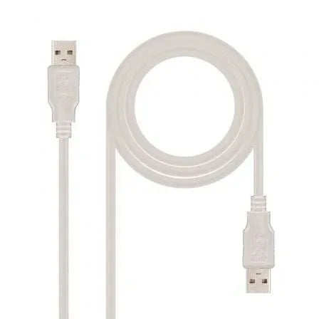 Cable USB 2.0 Nanocable 10.01.0304/ USB Macho - USB Macho/ 3m/ Beige - PixelPlaza