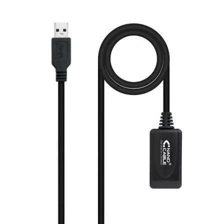 Cable Alargador USB 3.0 con Amplificador Nanocable 10.01.0311/ USB Macho - USB Hembra/ 5m/ Negro - PixelPlaza