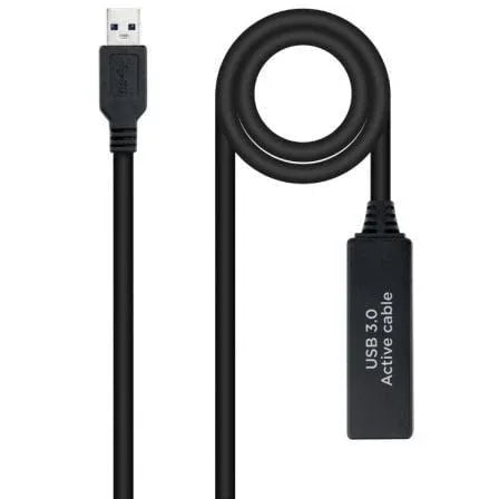 Cable Alargador Amplificador USB 3.0 Nanocable 10.01.0312/ USB Macho - USB Hembra/ 10m/ Negro - PixelPlaza