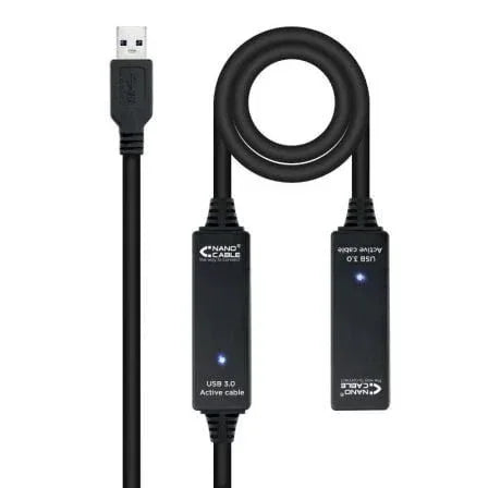 Cable Alargador USB 3.0 Nanocable 10.01.0313/ USB Macho - USB Hembra/ 15m/ Negro - PixelPlaza