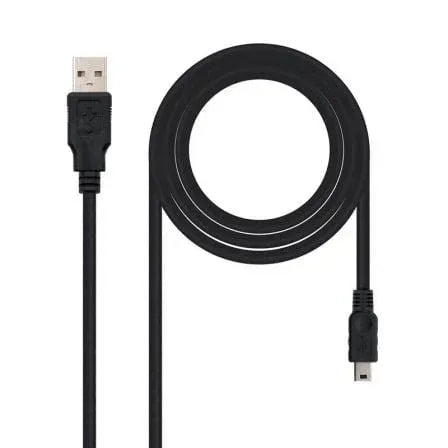 Cable USB 2.0 Nanocable 10.01.0401/ USB Macho - MiniUSB Macho/ 1m/ Negro - PixelPlaza