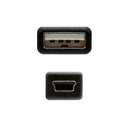 Cable USB 2.0 Nanocable 10.01.0402/ USB Macho - MiniUSB Macho/ 1.8m/ Negro - PixelPlaza