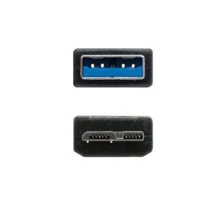 Cable USB 3.0 Nanocable 10.01.1101-BK/ USB Macho - MicroUSB Macho/ 1m/ Negro - PixelPlaza