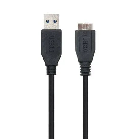 Cable USB 3.0 Nanocable 10.01.1101-BK/ USB Macho - MicroUSB Macho/ 1m/ Negro - PixelPlaza