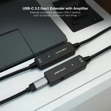 Cable Alargador USB Tipo-C 3.2 con Amplificador Nanocable 10.01.1312/ USB Tipo-C Macho - USB Tipo-C Hembra/ 10m/ Negro - PixelPlaza