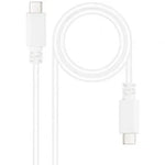Cable USB 2.0 Tipo-C Nanocable 10.01.2301-W/ USB Tipo-C Macho - USB Tipo-C Macho/ 480Mbps/ 1m/ Blanco - PixelPlaza