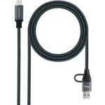 Cable USB 3.2 Tipo-C Nanocable 10.01.4111-L150-COMB/ USB Tipo-C Macho + USB Macho - USB Tipo-C Macho/ Hasta 100W/ 20Gbps/ 1.5m/ Gris y Negro - PixelPlaza