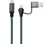 Cable USB 3.2 Tipo-C Nanocable 10.01.4112-COMB/ USB Tipo-C Macho + USB Macho - USB Tipo-C Macho/ Hasta 100W/ 20Gbps/ 2m/ Gris y Negro - PixelPlaza