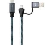 Cable USB 3.2 Tipo-C Nanocable 10.01.4113-COMB/ USB Tipo-C Macho + USB Macho - USB Tipo-C Macho/ Hasta 100W/ 20Gbps/ 3m/ Gris y Negro - PixelPlaza